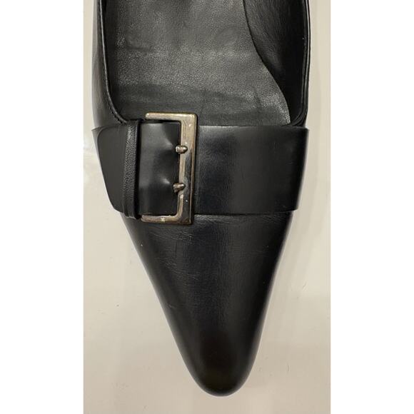 Banana Republic Women’s Black Leather Pointed Toe Flats Buckle Detail Size 7.5 - Picture 3 of 13